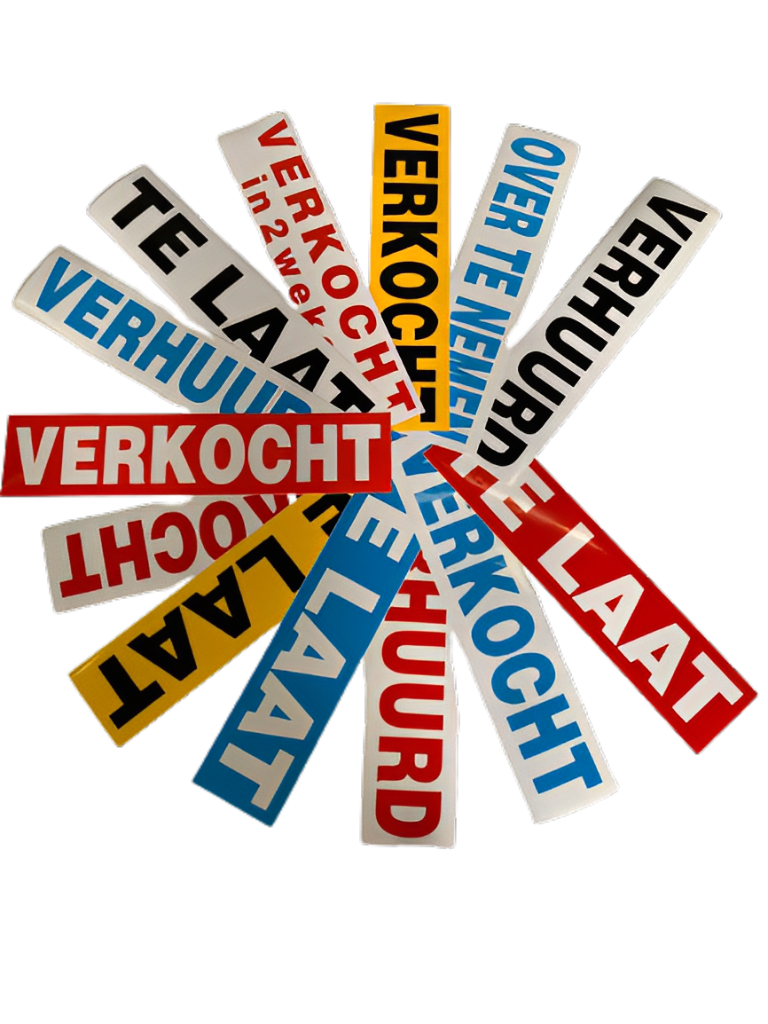 Verhuurd stickers - 400 mm x 100 mm